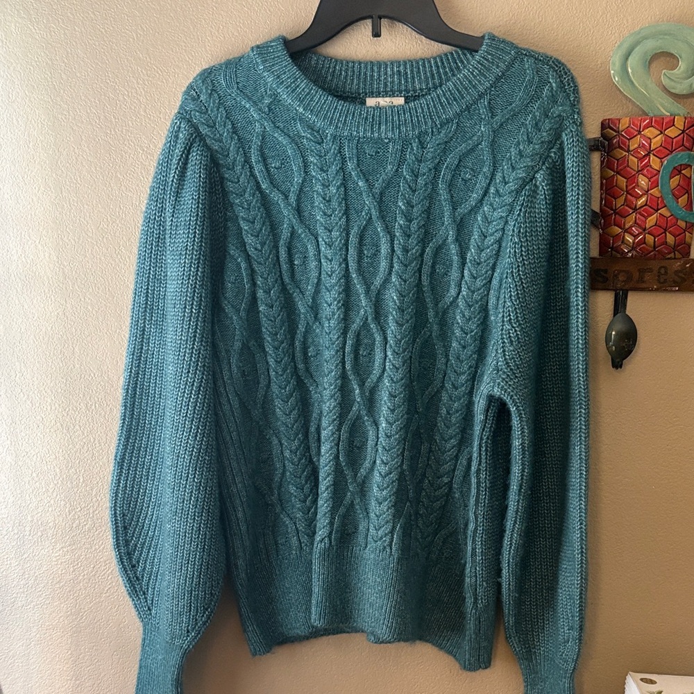 a.n.a Green Heather Knit Sweater